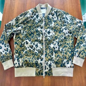 Five Four Nick Wooster Leopard Print Rodgers Nylon Varsity Bomber Jacket XXL